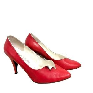 VTG Alberto D. Molina Italy Leather Sole Italy 71/2 B Red With Fold Detail